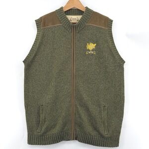 Cabelas Mens Sweater Vest XL Green‎ Wool Suede Gorp Hunting Fishing Outdoors